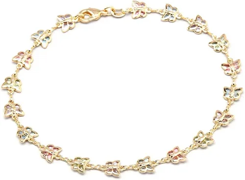 Vista 12 de Barzel Tobillera baguette bañada en oro de 18 quilates y cristal multicolor