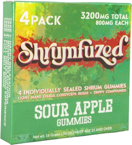 Vista 2 de Shrumfuzed Gomitas nootrópicas patentadas de 3200 mg - Mezcla de hongos nootrópicos de melena de león, reishi, chaga y cordycep (4, manzana agria)