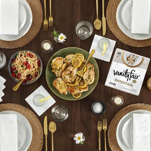 Vista 10 de Vanity Fair Servilletas de papel para bebidas Entertain Beverly, 480 unidades, servilletas desechables hechas para entretenimiento y eventos