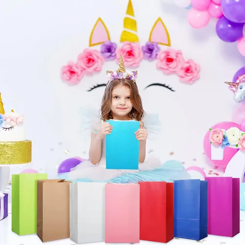 Vista 6 de Zhehao 120 bolsas envueltas de color sólido para fiestas, 12 colores, pequeñas bolsas de papel de regalo para cumpleaños, baby shower, boda