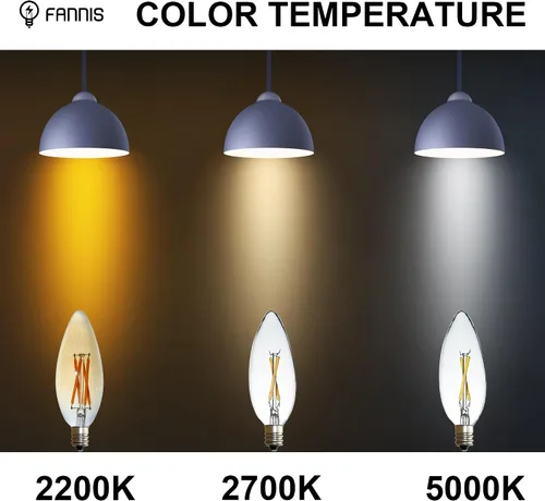 Vista 5 de Paquete de 6 bombillas LED Edison B10 C32, equivalente a 25 vatios, base E12, CRI 85-90 2700K blanco cálido, bombilla afilada de vidrio transparente