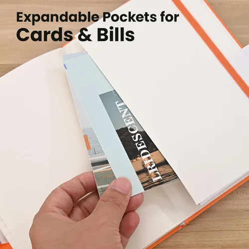 Vista 4 de Cuadernos con líneas para escribir de 5.5 x 8.2 pulgadas, 160 páginas tamaño A5 con bolsillo expandible, cuadernos de tapa dura para el trabajo