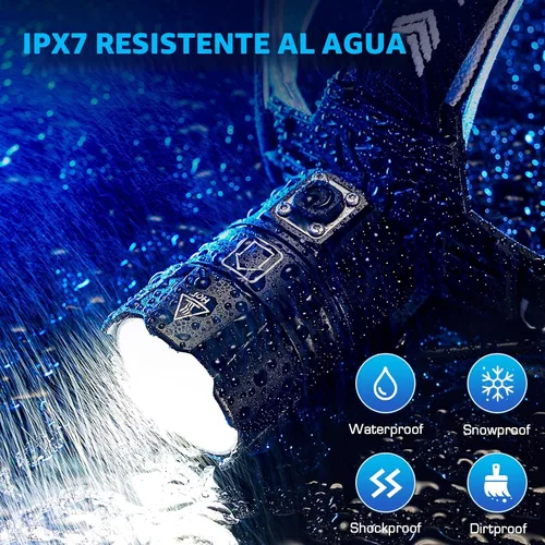 Vista 7 de Sinvimes Linterna frontal recargable LED de 4000 lúmenes altos, lámpara de cabeza de batería de larga duración de 95 horas con 5 modos e