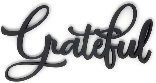 Vista 7 de Letrero de madera negra con texto en inglés "Thankful" (Thankful)
