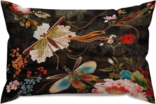 Vista 54 de ArogGeld Funda de almohada blanca con flores chinoiserie, funda de almohada para sofá, diseño floral verde y blanco, funda de almohada de lino A-12