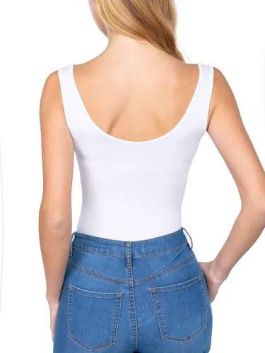 Vista 6 de FashionMille Body de algodón elástico sin mangas con cuello redondo para mujer
