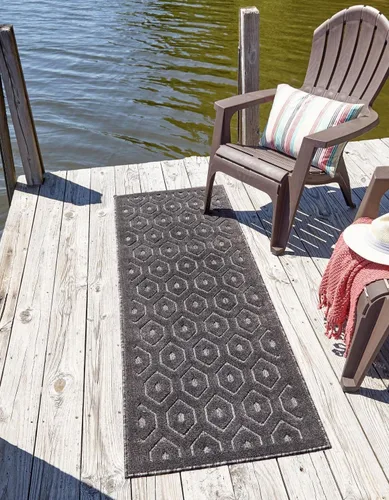 Vista 10 de Unique Loom Outdoor Trellis Textured Collection - Alfombra espacial (2 x 3 pies, rectangular, aguamarina y marfil)