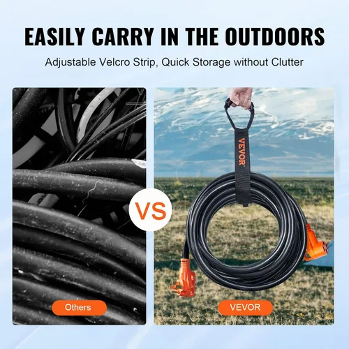 Vista 6 de VEVOR Cable de extensión de 50 amperios para caravana de 25 pies, resistente STW calibre 6/3+8/1, cable de alimentación para RV, conector NEMA