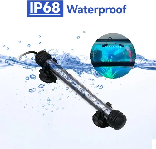 Vista 5 de Luces de acuario RGB de 7 pulgadas, luces de tanque de peces subacuáticas IP68 impermeable cambio de color ajustable memoria sumergible control