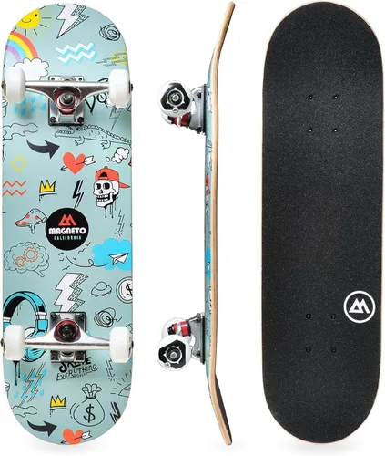 Vista 25 de Magneto Complete Skateboard 6-Layer Canadian Maple Double Kick Concave Deck Beginners, and Teens Astronaut