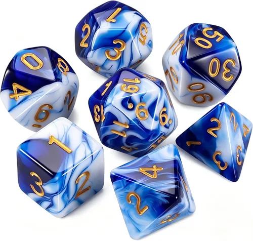 Vista 21 de QMAY - Juego de dados para DND, 7 dados poliédricos con bolsa de dados para juegos de mesa D&D