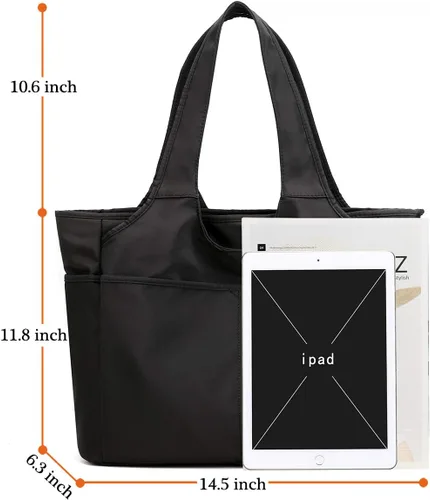 Vista 4 de Collsants Bolso de hombro impermeable de nailon para mujer, bolso de viaje ligero con múltiples bolsillos con cremallera