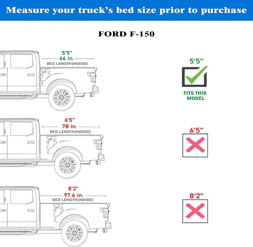 Vista 6 de Toptiny - Cubierta de cama de camioneta plegable de perfil bajo, se adapta a Ford F-150 2004-2014 de 5'5" de largo (66")