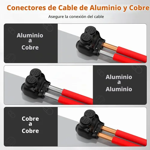 Vista 4 de Joinfworld Conector de Derivación Múltiple Aislado de 2 Puertos 1/0-14 AWG Conectores de Cable de Aluminio a Cobre Conectores de Cable Eléctrico