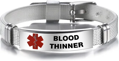 Vista 12 de TGLS Pulsera de emergencia roja con identificación de alerta médica para mujeres, hombres, primeros auxilios, personas mayores, alarma de salud