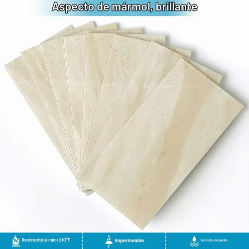 Vista 2 de BeNice - Azulejos grandes para salpicaduras de baño con acabado de metro, adhesivos impermeables para pared de cocina y ducha (23 azulejos) Beige