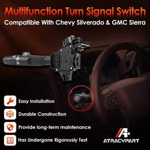Vista 2 de Interruptor multifunción de señal de giro con control de atenuación de faros Reemplazo para 2014-2021 Chevy Silverado y GMC Sierra
