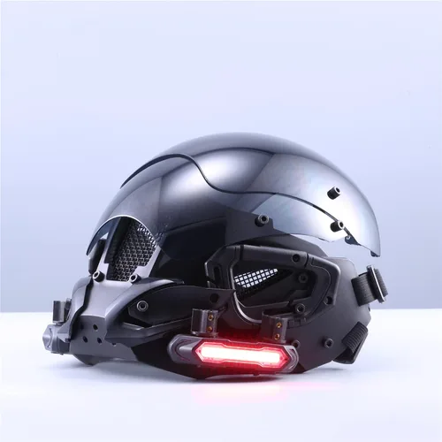 Vista 4 de Marikito Cyberpunk - Máscara futurista, máscara tecnológica, máscara de ciencia ficción, máscara gótica para Halloween, cosplay, máscara de disfraz