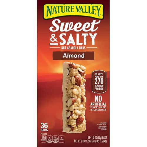 Vista 26 de Nature Valley, Barras de granola de almendras dulces y saladas, caja de 7.4 onzas (paquete de 4)