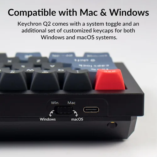 Vista 2 de Keychron Q2 Teclado mecánico personalizado con cable macro programable QMKVIA aluminio completo interruptor Gateron G Pro rojo intercambiable