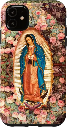 Vista 8 de Lady of Guadalupe - Carcasa para iPhone 17, diseño de flores rosadas