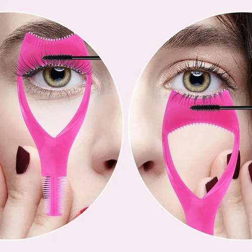 Vista 7 de WLLHYF 3 Pack Mascara Shield Guard Makeup Eyelash Buddy 3 in 1 Eye Lash Applicator Tool Beauty Cosmetic Mascara Separator Comb Plastic Lashes