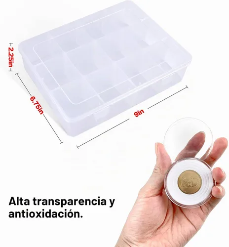 Vista 5 de 84 cápsulas de monedas de 1.811 in, con junta de espuma y caja de Transparente