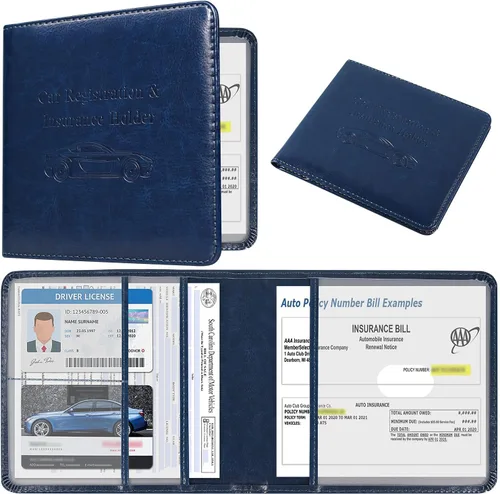Vista 21 de DMLuna Soporte para Registro de Coche y Seguro, Organizador de Cuero para Documentos de Vehículo en Guantera, Accesorios de Compartimento para Auto