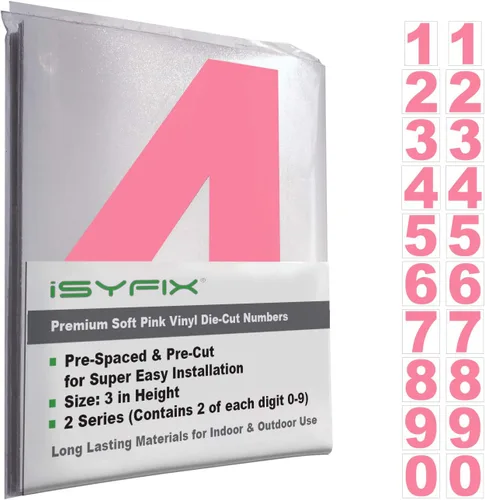 Vista 55 de iSYFIX Calcomanías de Números de Vinilo Verde Manzana – 1.5 Pulgadas Autoadhesivas (2 Juegos) – Calcomanía Premium Troquelada y Pre-espaciada
