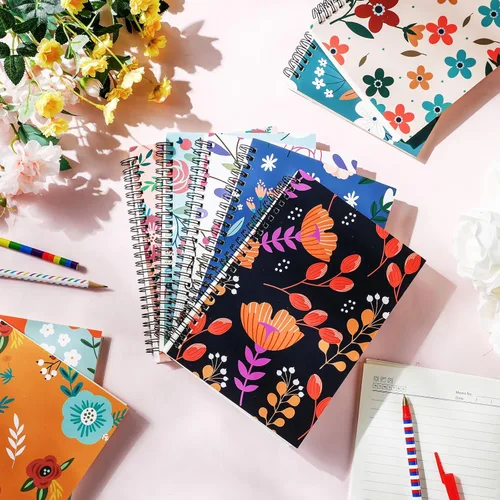 Vista 7 de Kosiz 20 cuadernos florales en espiral A5 forrados para mujeres, 8.3 x 5.9 pulgadas, flor de 0.315 in, con rayas universitarias de doble alambre