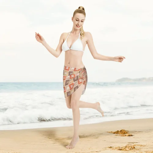 Vista 5 de DKJlitter Women Chiffon Short Sarongs, Beach Wrap Skirts Bikini Swimsuit Cover Ups