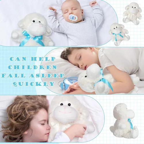 Vista 5 de Poen 10 piezas de cordero, oveja, peluches de cordero, de 11 pulgadas, lindo animal de peluche de oveja blanca, juguetes para abrazar, regalo