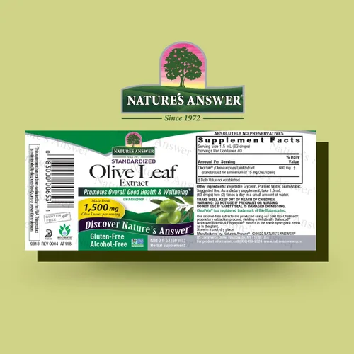 Vista 2 de Oleopein hoja de olivo sin alcohol de Nature’s Answer, 2 onzas