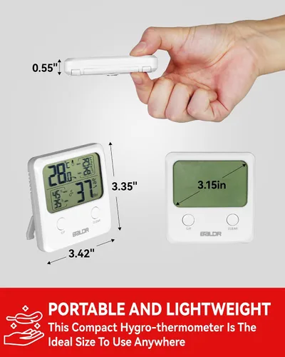 Vista 4 de BALDR Sensor digital de humedad y termómetro - Monitor de habitación interior, medidor inalámbrico de temperatura y humedad