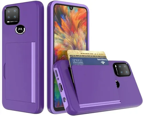 Vista 4 de Motorola Moto One 5G Ace Funda con tarjetero, funda protectora híbrida resistente - Negro