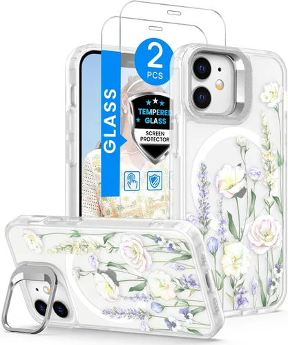 Vista 16 de Dretal para Funda iPhone 12, Funda iPhone 12 Pro Floral, con Protector de Pantalla, Soporte para Cámara, Protección de Grado Militar, Funda