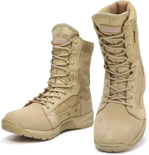 Vista 4 de Botas tácticas militares de 8 pulgadas para hombre, botas de trabajo de combate ligeras