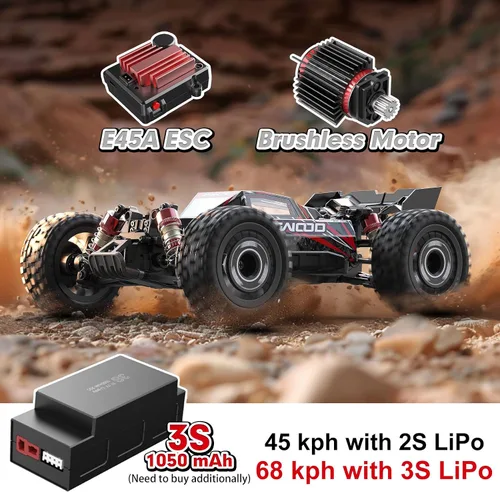 Vista 7 de Jetwood 1/16 Coche RC Rápido Sin Escobillas para Adultos, Coche RC de Control Remoto RTR de Alta Velocidad Máx 42 mph, Camión RC Eléctrico