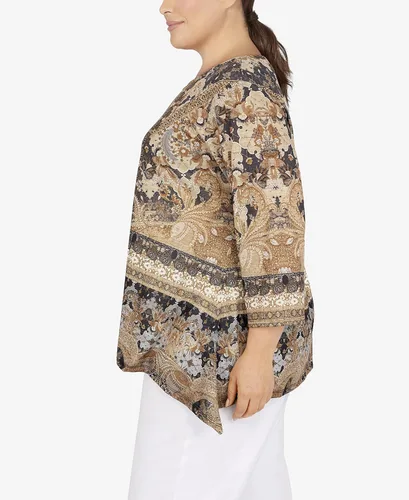 Vista 9 de Ruby Rd. Top de sublimación con estampado de espejo para mujer de talla grande