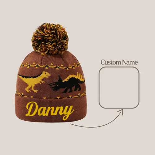 Vista 8 de Gorros personalizados de dinosaurio para bebé, sombrero personalizado para niños, sombrero bordado con nombre para niño y niña