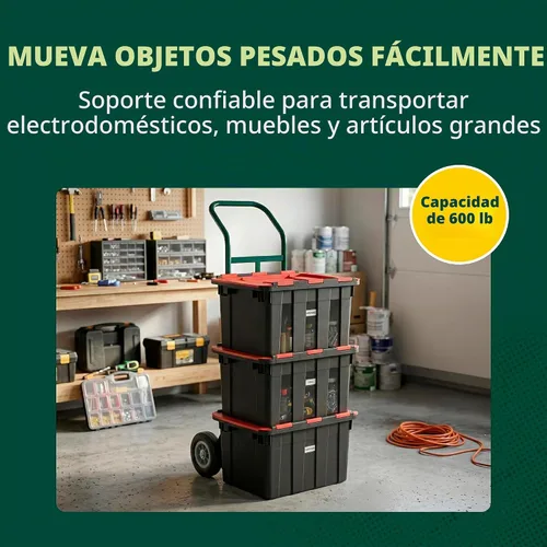 Vista 2 de Harper Trucks K54B85C - Camión de mano de acero, 600 libras de capacidad, 2 ruedas con mango continuo, ruedas de goma sólida de 8 pulgadas