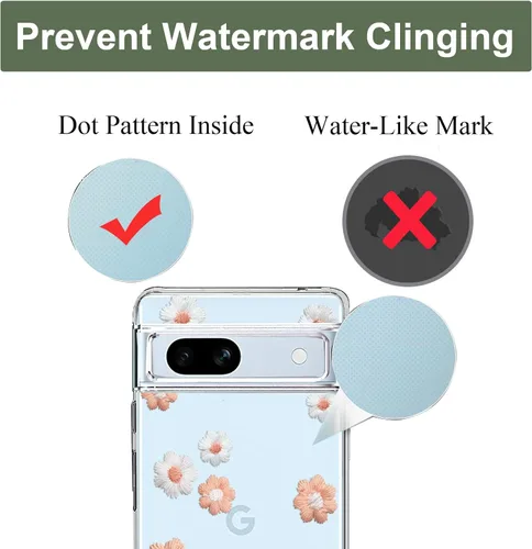 Vista 8 de Unov Funda para Pixel 7a, transparente con diseño, ajuste delgado, buen agarre, funda de teléfono en relieve, cubierta protectora a prueba