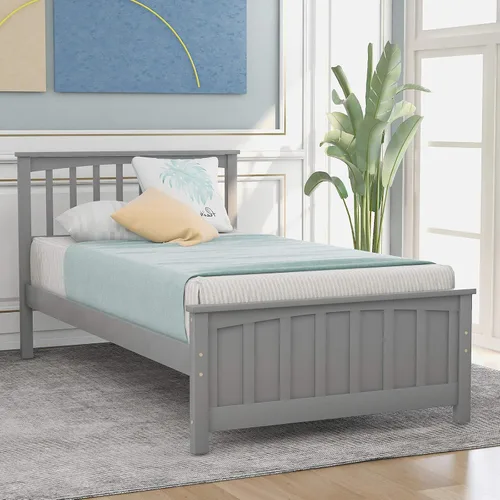 Vista 11 de Harper & Bright Designs Marco de cama doble con cama nido, plataforma para niños, cama doble con cama nido extraíble, madera maciza, no necesita