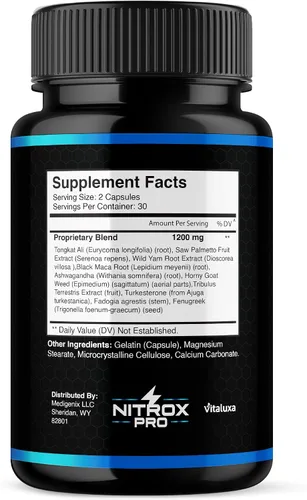 Vista 7 de Nitrox Pro Capsules, NitroxPro Suplemento Fórmula avanzada de máxima fuerza para un apoyo de gestión premium, ingredientes totalmente naturales