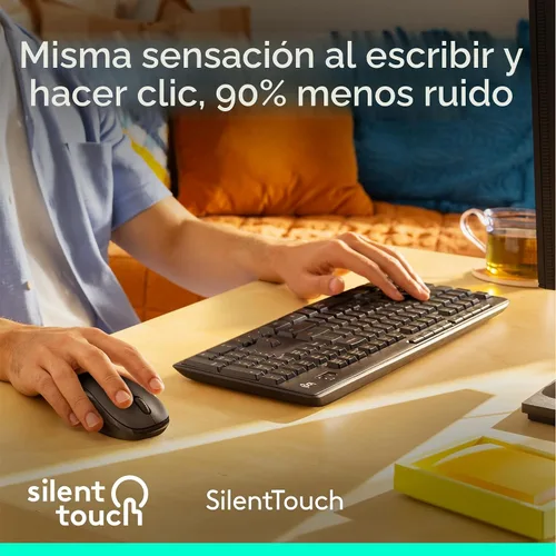 Vista 3 de Logitech MK295 Combo de ratón y teclado inalámbrico con tecnología SilentTouch, teclado numérico completo, seguimiento óptico avanzado, inalámbrico
