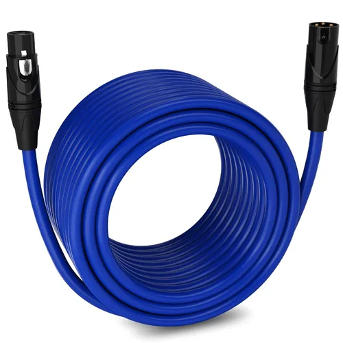 Vista 93 de LyxPro Cable de micrófono XLR hembra a macho de ángulo recto de 3 pines de 1.5 pies para altavoces amplificados, interfaz de audio, rendimiento