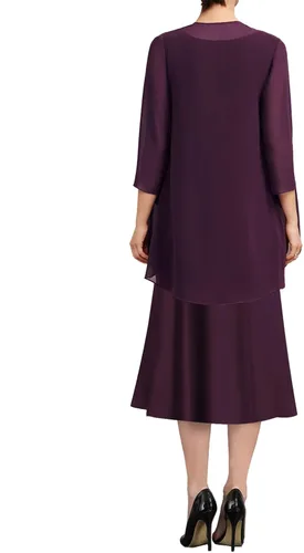 Vista 2 de Vestidos de madre de la novia para boda, vestidos de noche formales de encaje de gasa, vestidos de noche hasta el té, vestidos de abuela con chaqueta