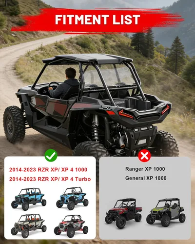 Vista 6 de StarknightMT 14-23 RZR XP - Parabrisas trasero resistente al agua