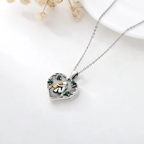Vista 3 de Heart Locket Necklace Tree of LifeElephantDog Locket Necklace 925 Sterling Silver Locket Pendant Necklace Jewelry Gifts for Women Girls