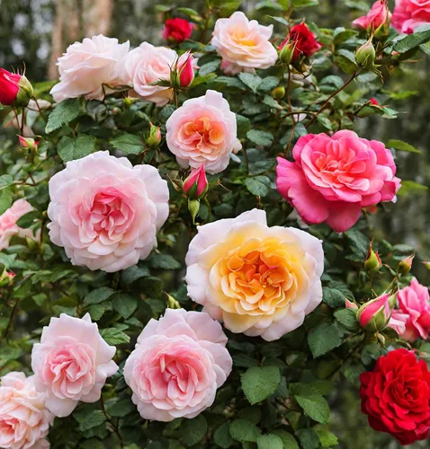 Vista 4 de Más de 100 semillas de rosas de colores mixtos para plantar en jardín, 16 variedades de arbustos perennes de arbustos tradicionales de polinización